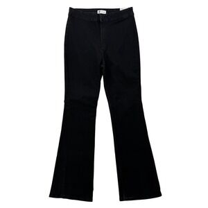 Zara Pants Womens 14 Black High Rise Full Length Flare Stretch Denim Jeans